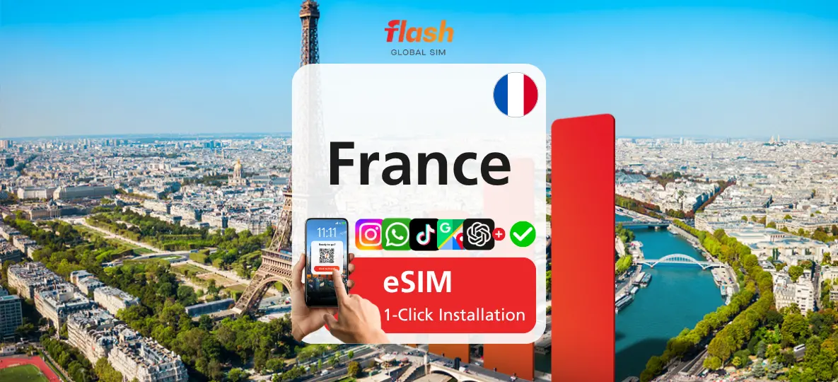 France eSIM 5G - Unlimited Data - Hotspot Supported - Flash Global SIM in Paris