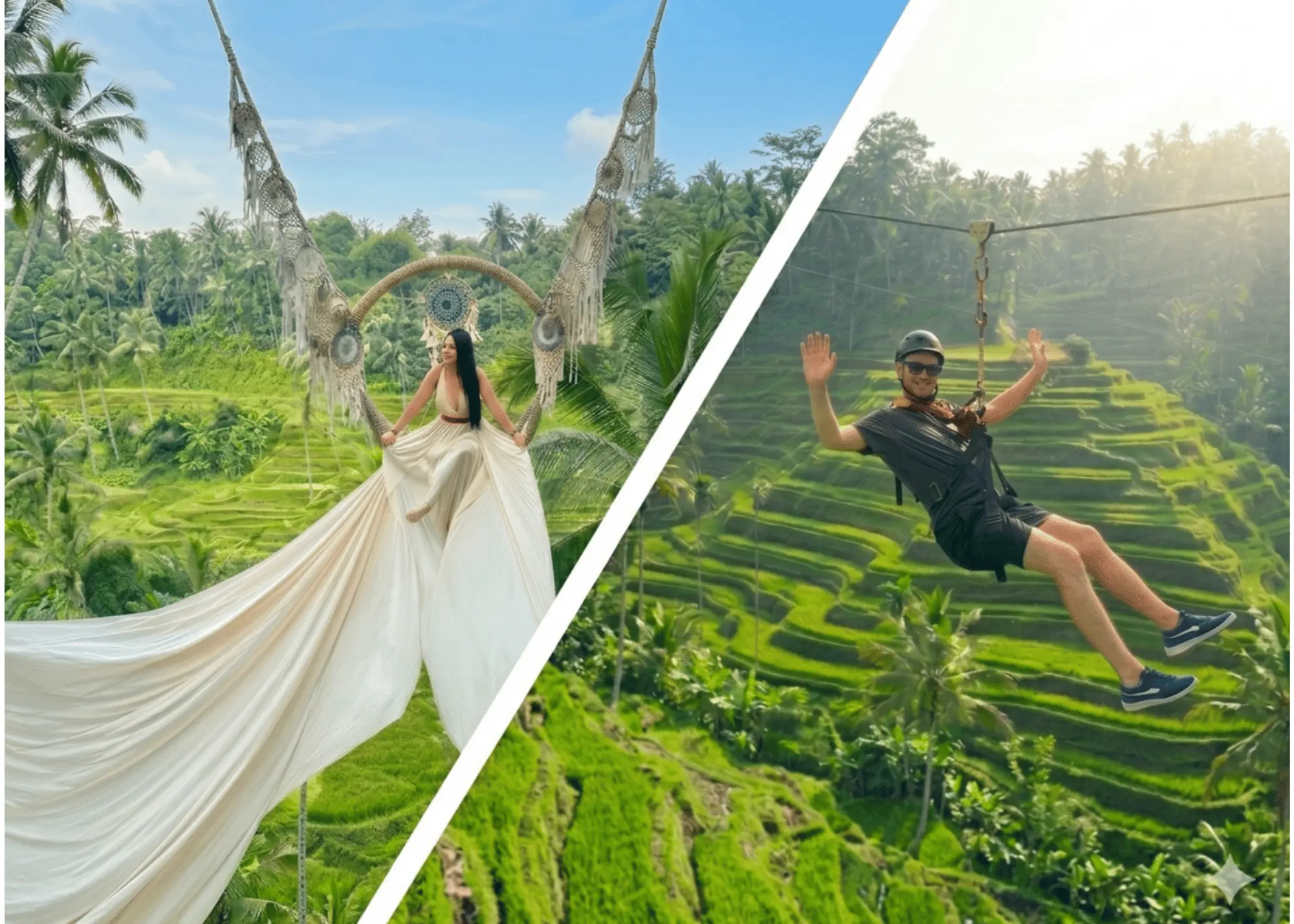 Ubud Zipline, Bali Swing & Sky Bike Experience in Private Rice Terrace in Bali
