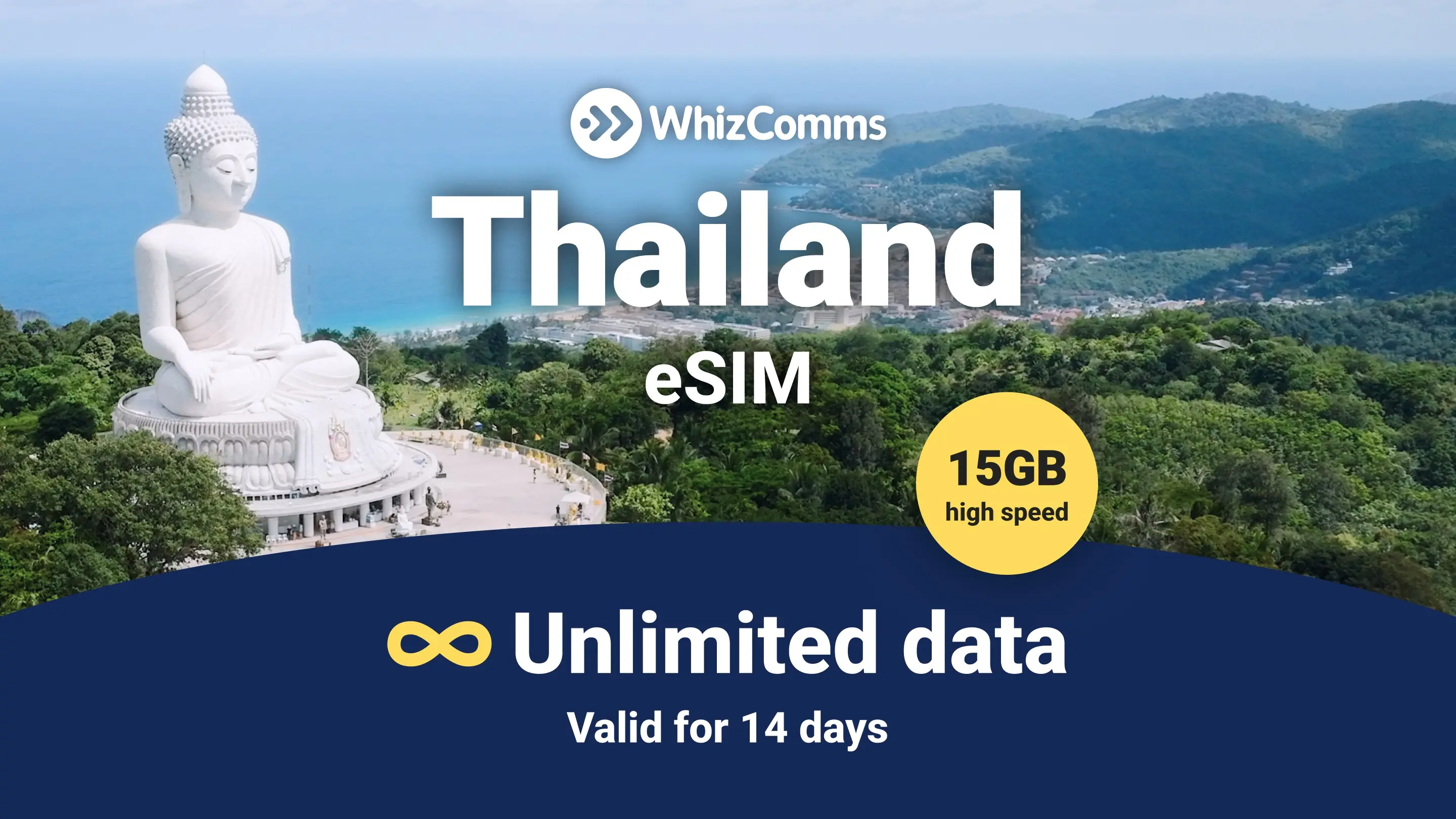 WhizComms 14-Day 15GB Unlimited Thailand eSIM – Instant Activation & Nationwide Coverage in Bangkok