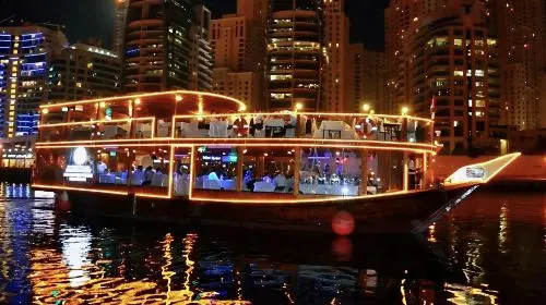 Dubai Creek Cruise New Town Classic Night Tour Special Double-Decker Wooden Boat Including Meals, Pick-up and Shows Day Tours in Dubai