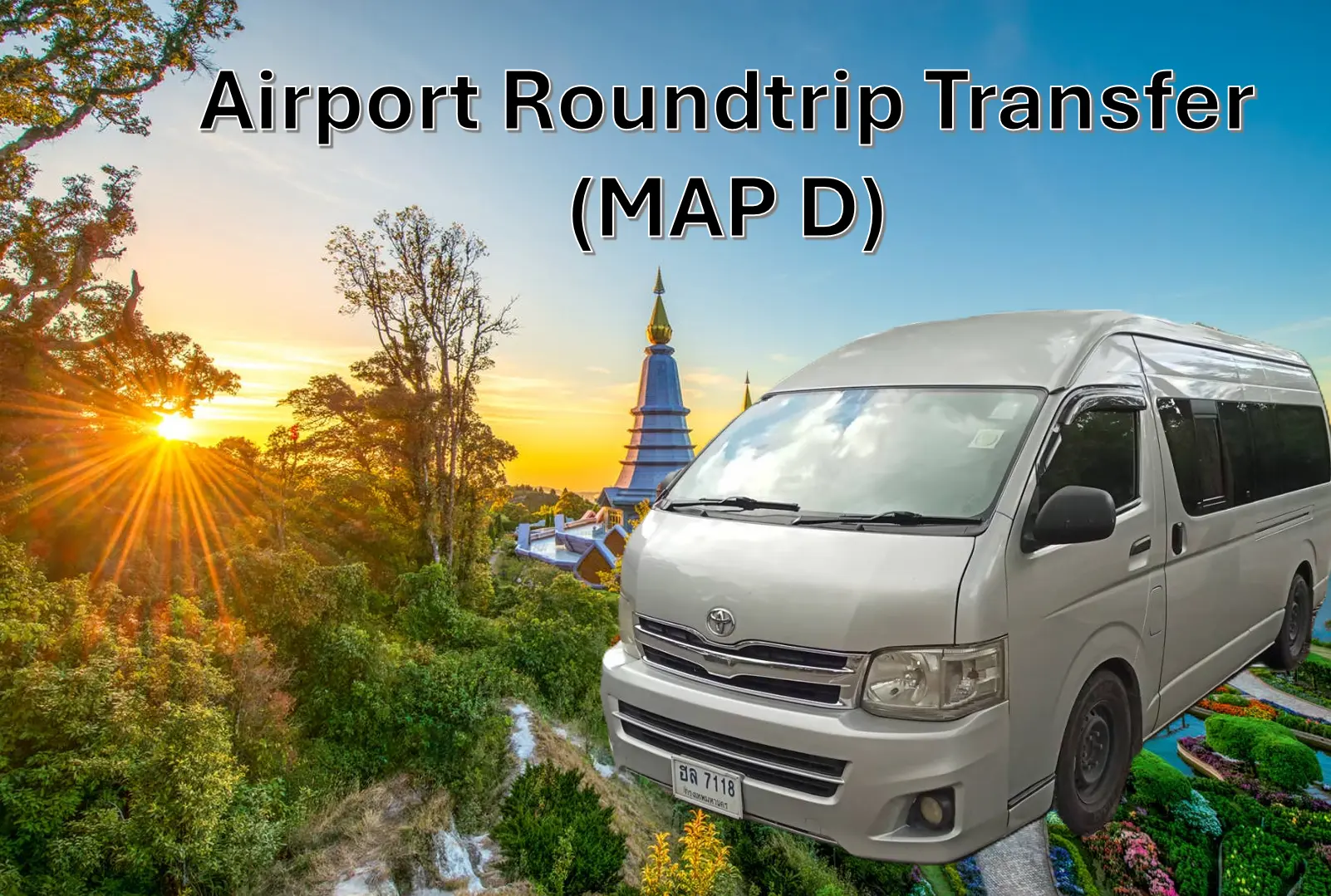 Private Chiang Mai Airport Transfer from/to Chiang Mai Hotel in Wat Pa Daraphirom, Doi Saket & Maejo University Area in Chiang Mai