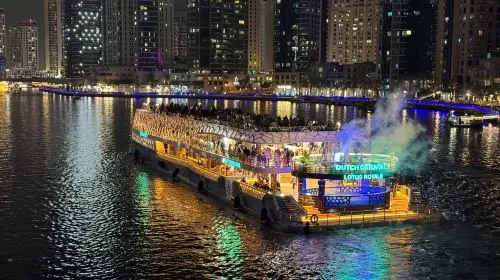 3-hour Dubai Lotus Yacht Night Cruise + Dinner + Unlimited Drinks & Food + Entertainment Activity + Scenic Views (Optional Alcoholic Beverages/VIP Seating) Transport Passes 3-hour Dubai Lotus Yacht Night Cruise + Dinner + Unlimited Drinks & Food + Entertainment Activity + Scenic Views (Optional Alcoholic Beverages/VIP Seating) Transport Passes