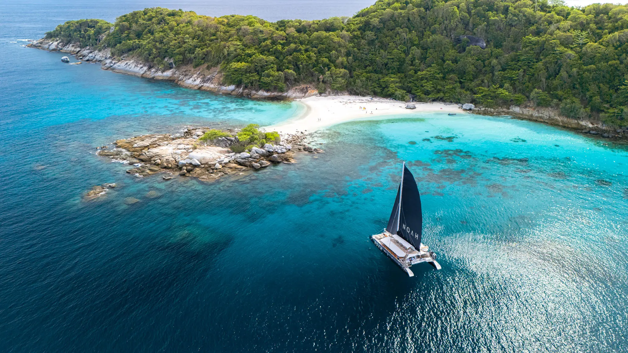 Join Tour Noah Catamaran : Banana Beach, Coral Island & Racha Yai Island include Transfer in Phuket